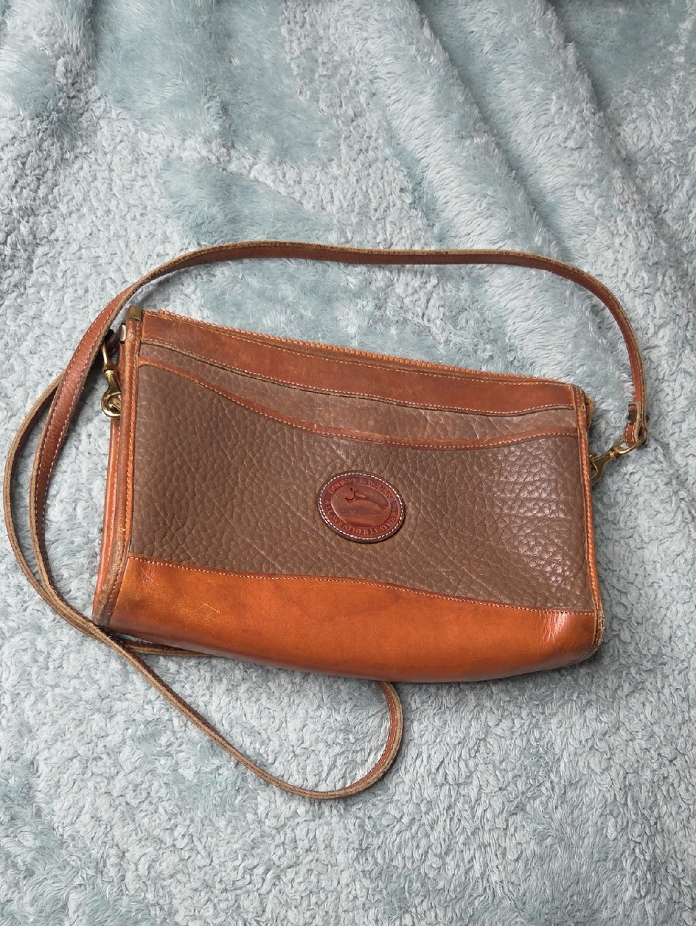 Vintage Dooney & Bourke Two-Tone Brown Leather Crossbody